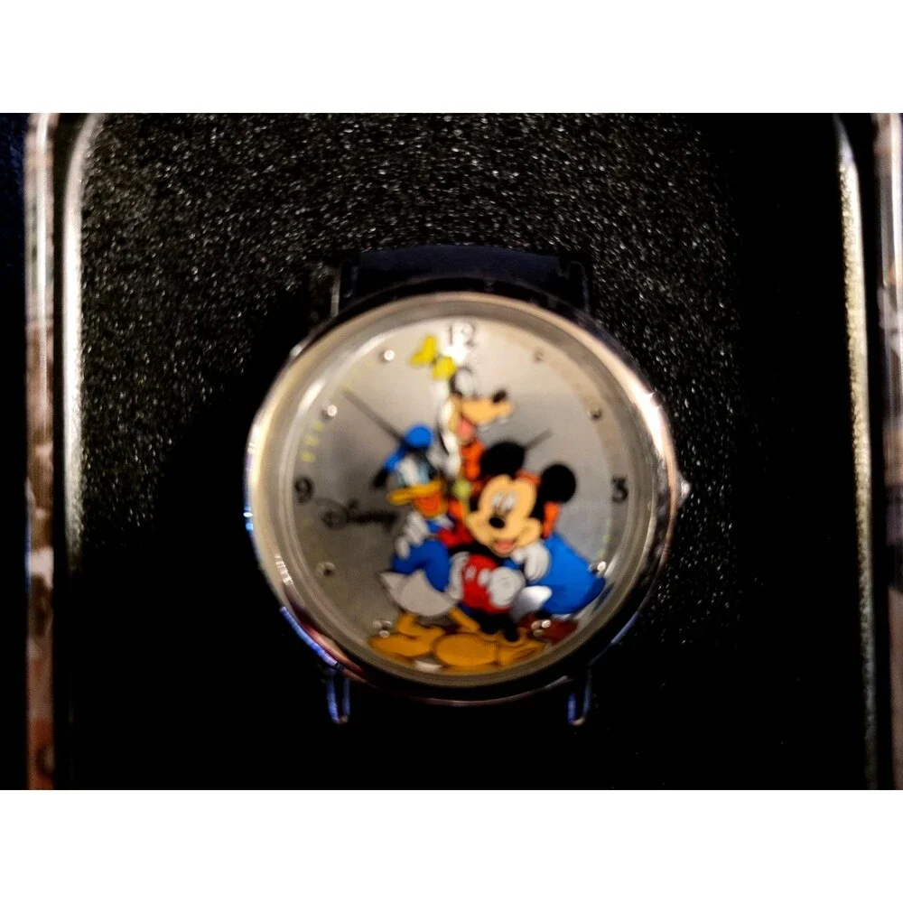 Disney Mickey Mouse 70 Years of Friendship Silver Quartz Watch Original Tin